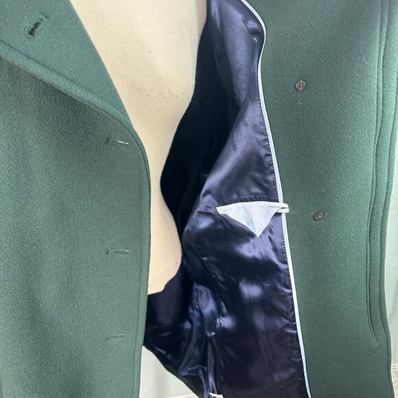 J. Crew Italian Stadium Cloth By Nello Gori, Green Wool Coat Size 16 - Picture 7 of 11